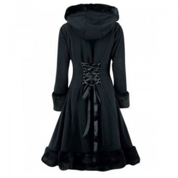 Women Black Hooded Winter Wool Coat Full Sleeve Autumn Winter Warm Female Long Cloaks